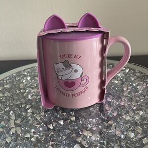 New Eccolo kitty cat mug with silicone cat ear lid you’re my favorite purrrson